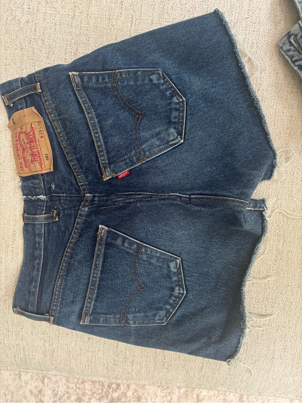 Levi's Indigo Denim Cutoff Shorts with Frayed Hem